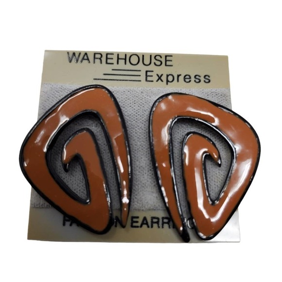 Warehouse Express Jewelry - Vintage Warehouse Express Retro Art Deco Metal 80's Vibe Fashion Earrings